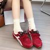 Retro Versatile Mandarin Duck Shoelaces Inner Height Increase Maillard Dexun Shoes Women's 2025 Autumn New Fashionable Versatile Jogging Shoes