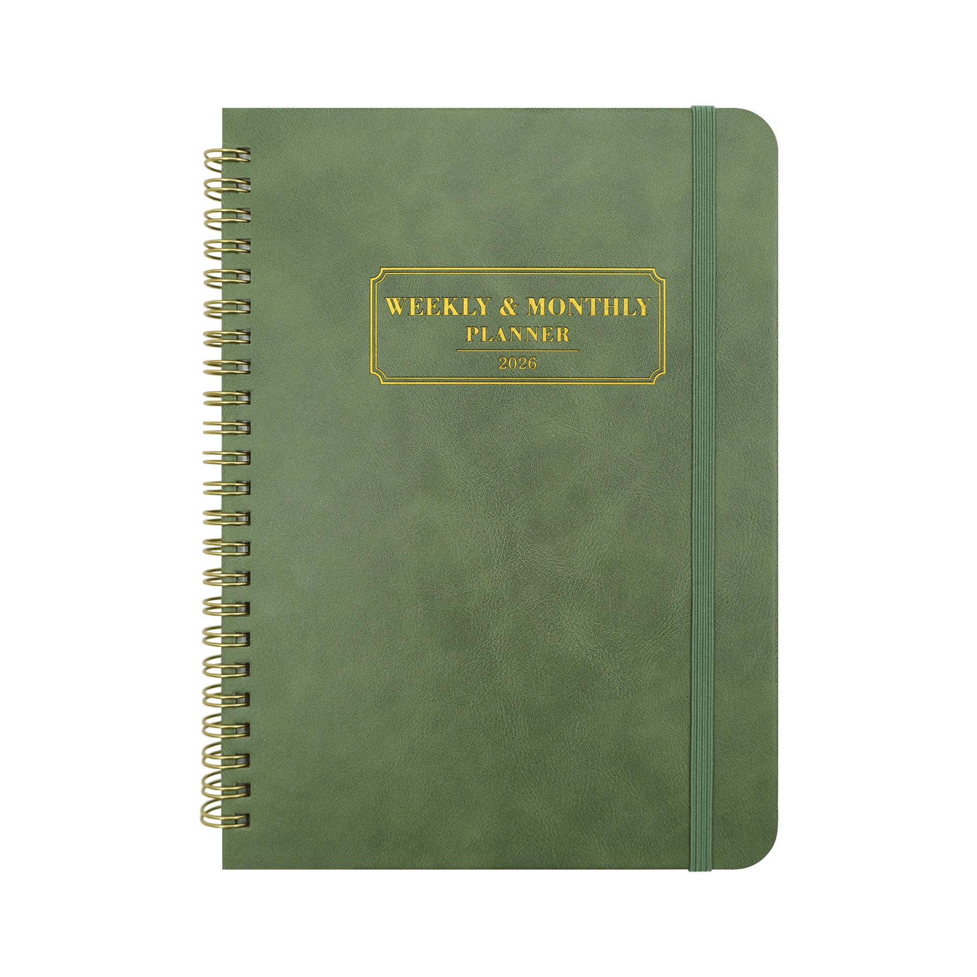 2026 English Weekly Planner: Cross-border Simple Leather Spiral Notebook A5 with Custom Logo A5