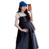 2026 Summer Maternity Set: Stylish Short-Sleeved Top & Plus Size Suspender Skirt