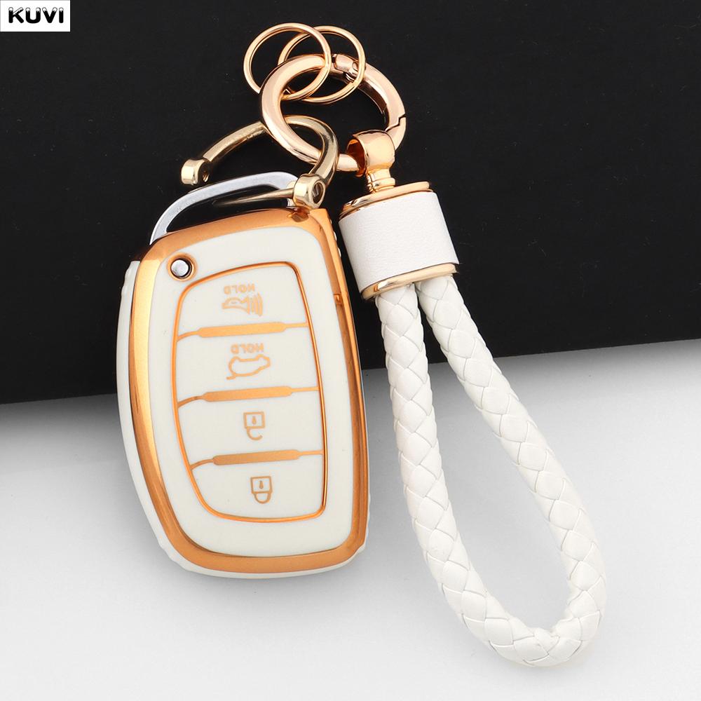 

3 4 Button Soft Tpu Car Smart Key Case Fob Keychain For Hyundai Tucson Santa Fe Rena Sonata Elantra Creta Ix35 Ix45 I10 I30 I40