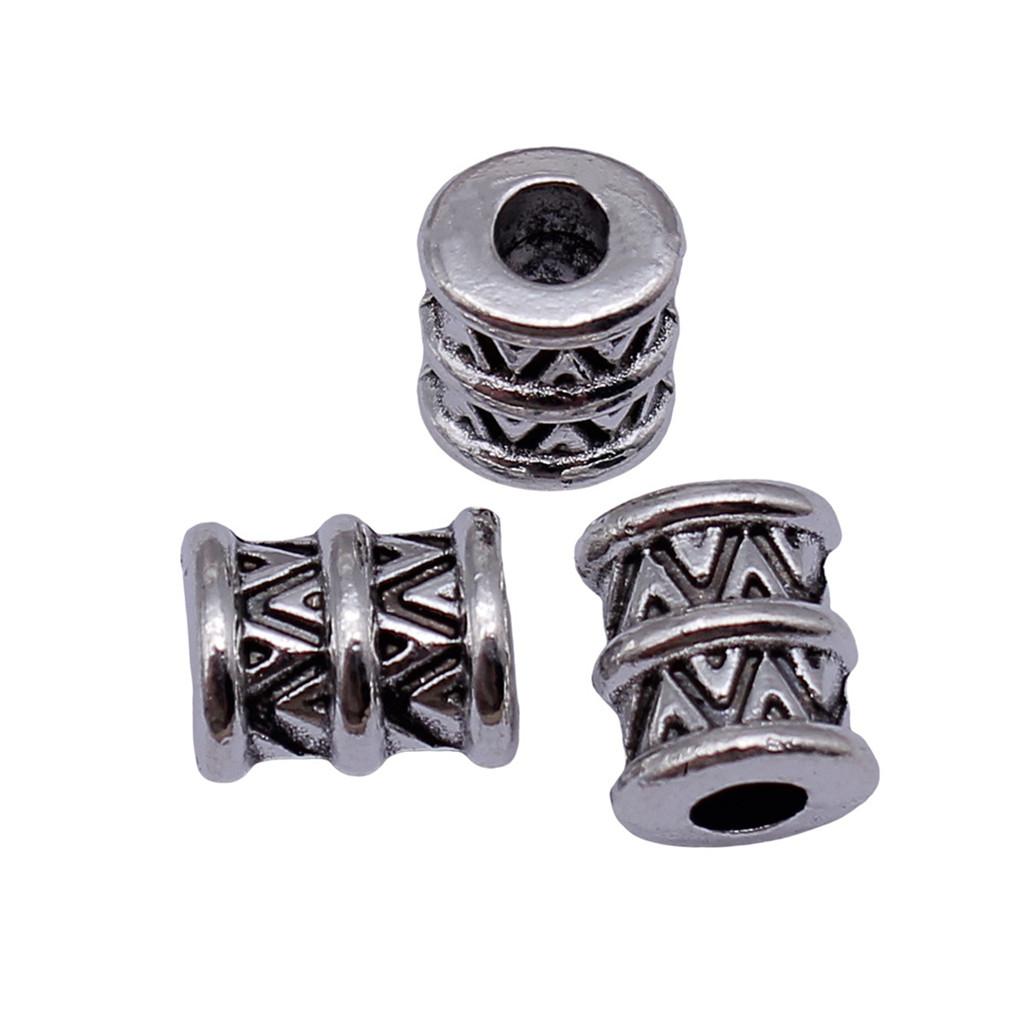 Vintage Floral Pattern Cylinder Beads Antique Style Large Hole Spacers For DIY