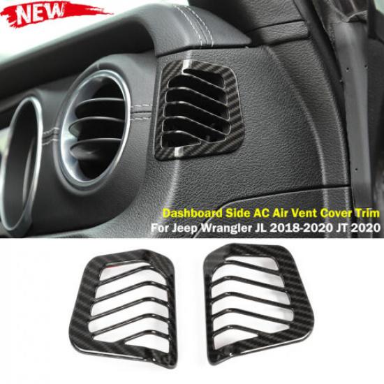 Carbon Fiber ABS Dash AC Air Vent Outlet Cover Trim For Jeep Wrangler JL JT 18+