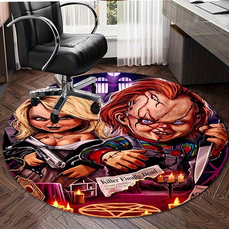 1pc Chucky1 Design Printed Area Round Carpet for Bedroom Living Room Home Decor Rugs Mat Non Slip Mat Rug for Bedside