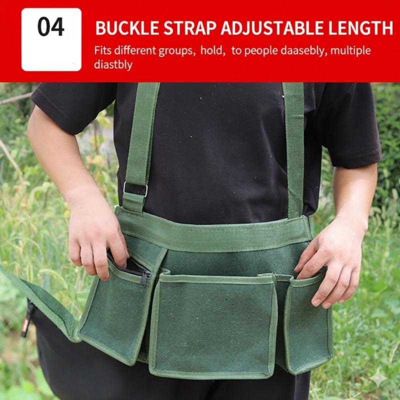 Heavy Duty Foldable Utility Pouch Reusable Storage Bag Organizer Multiple Compartments For Tools Groceries Travel Gardeners