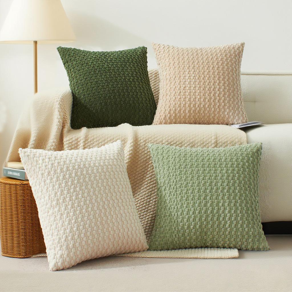 Solid Bubble Color Granule Corduroy Pillowcase Seat Cushion Cover Protective