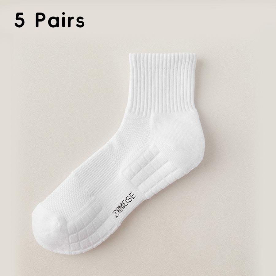 1pc 4pcs 5pcs 10pcs Socks Men's Cotton Spring Towel Bottom with Velvet Mid-tube White Stockings Thickened Sports Basketball Sock