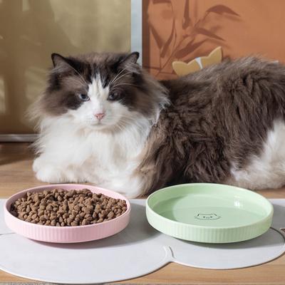 Langlebige Keramik Haustier Katzen Teller Cartoon Haustier Katze Futternapf Flachmündiger Haustierfutternapf Haustier Wasser Spender Napf Haustierbedarf