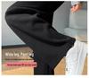 Women's High-Waisted Black Fleece-Lined Floor-Length Pants - 145cm, Straight-Leg/Narrow/Wide-Leg, Autumn/Winter, Petite 150