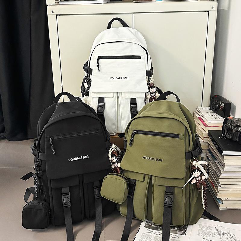 Original Niche High-value Trendy and Cool Boys Schoolbag Female Junior High School Student Large-capacity Simple High School Student Backpack Female
