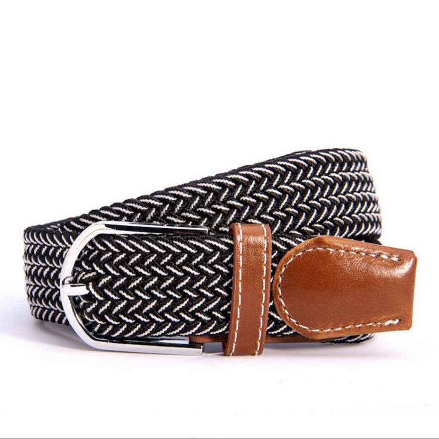 Men Women Colorful Elastic Stretchy Belt Leather End and Silver Metal Buckle Jeans Pant Accessory