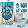 1/4 Marine Organism Shower Curtains, Toilet Seat Decoration, Shower Curtain With Carpet And Toilet Lid, 12 70.8X70.8 Inch Hooks