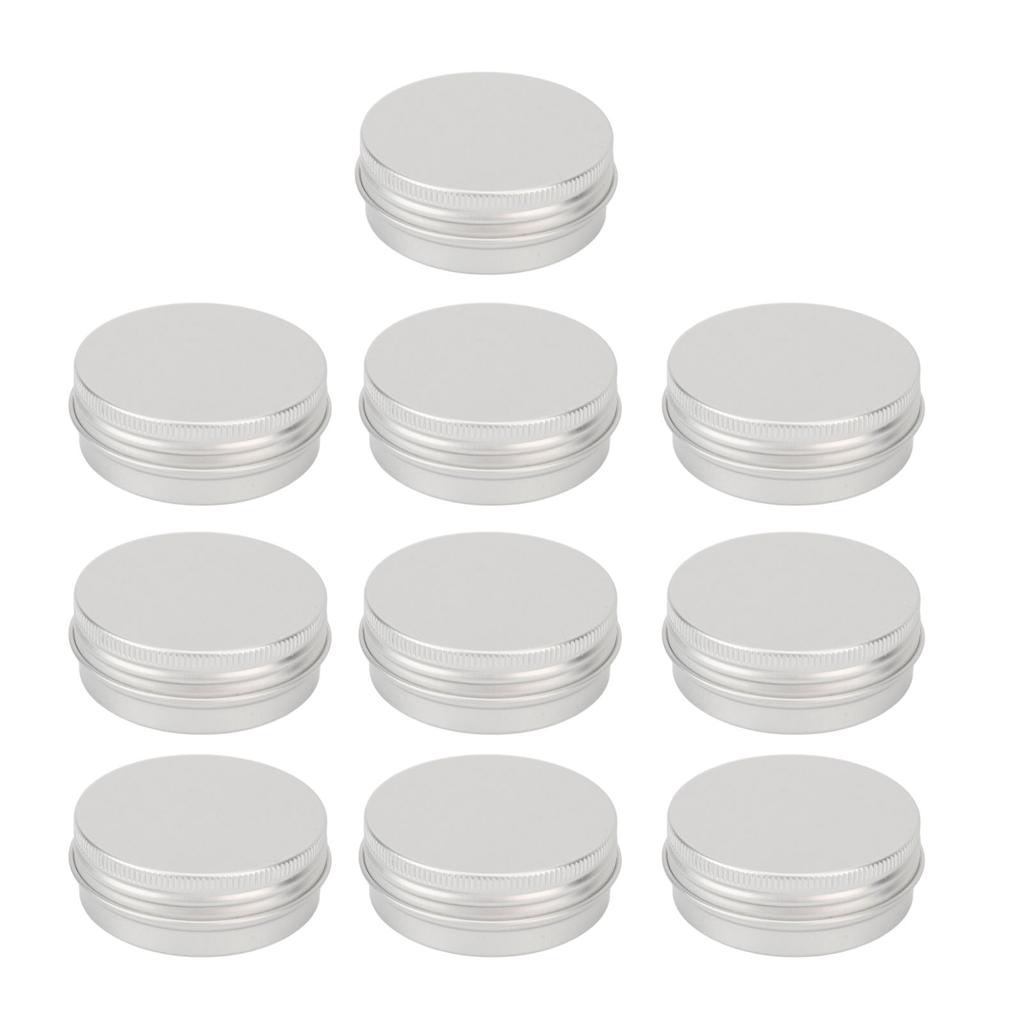 10Pcs Aluminum Jar Portable Round Aluminum Container Bottle with Screw Lid for Cosmetic Lip Balm Cream Tea