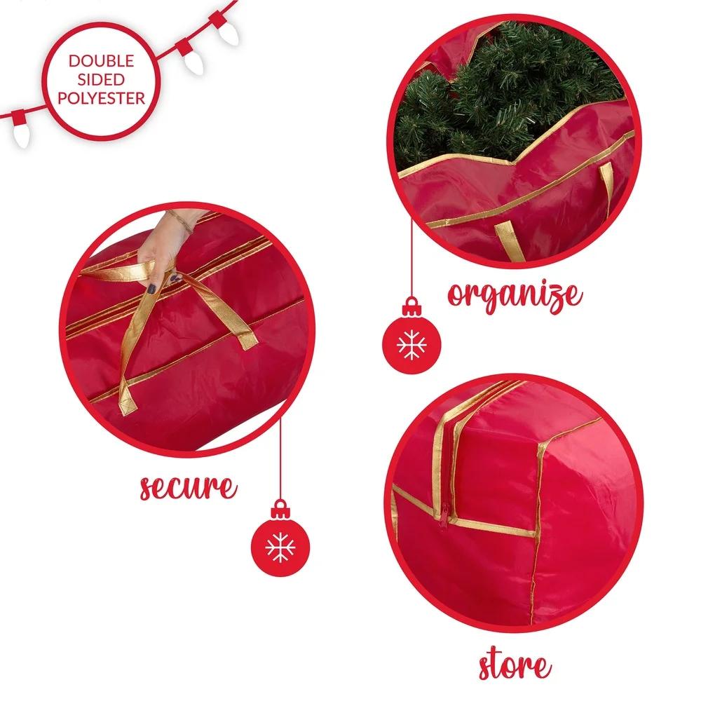 6ft Christmas Tree Storage Bag with Wheels Heavy Duty Handles Zipper Closure Waterproof Dustproof Holiday Decoration Organizer