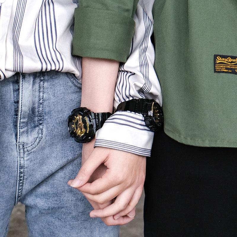 Casio Trendy Sports Quartz Movement Resin Strap Japanese and Korean Watches Unisex Black Dial BA-110-1APR+GA-110GB-1APR
