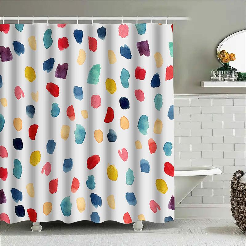 Brightly Colored Watercolor Dots Shower Curtain For Bathroom Decor Customizable Size Available On