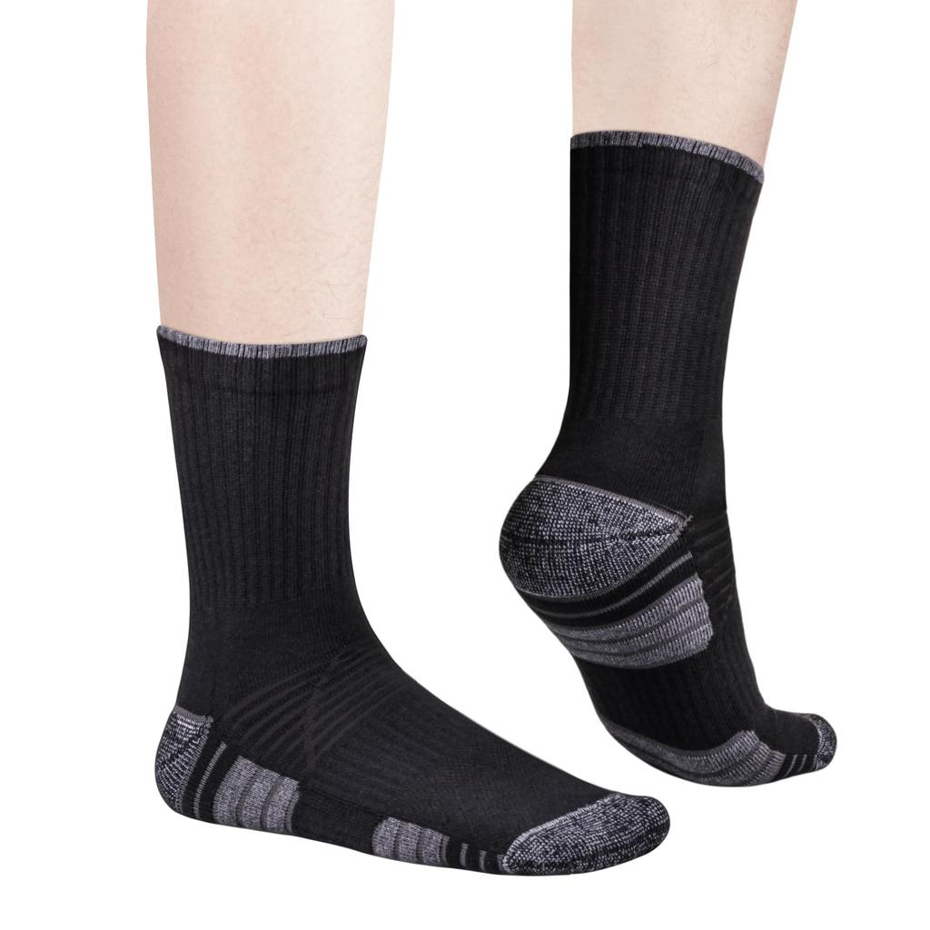 Sports Black Cushioned Crew Work Suitable for Sizes 5 Pairs [YUEDGE] Men's Golf, Tennis, Training, Socks, Breathable, Odor-Resistant, Cotton, Socks,