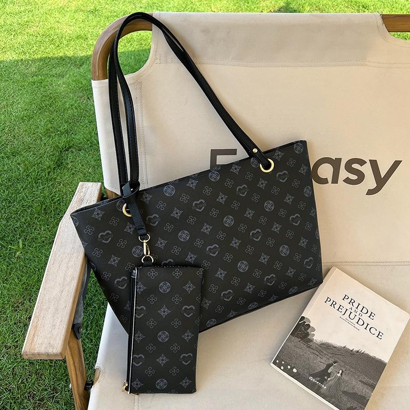 

Большая вместительная сумка через плечо женская сумка европейская сумка-тоут чёрный