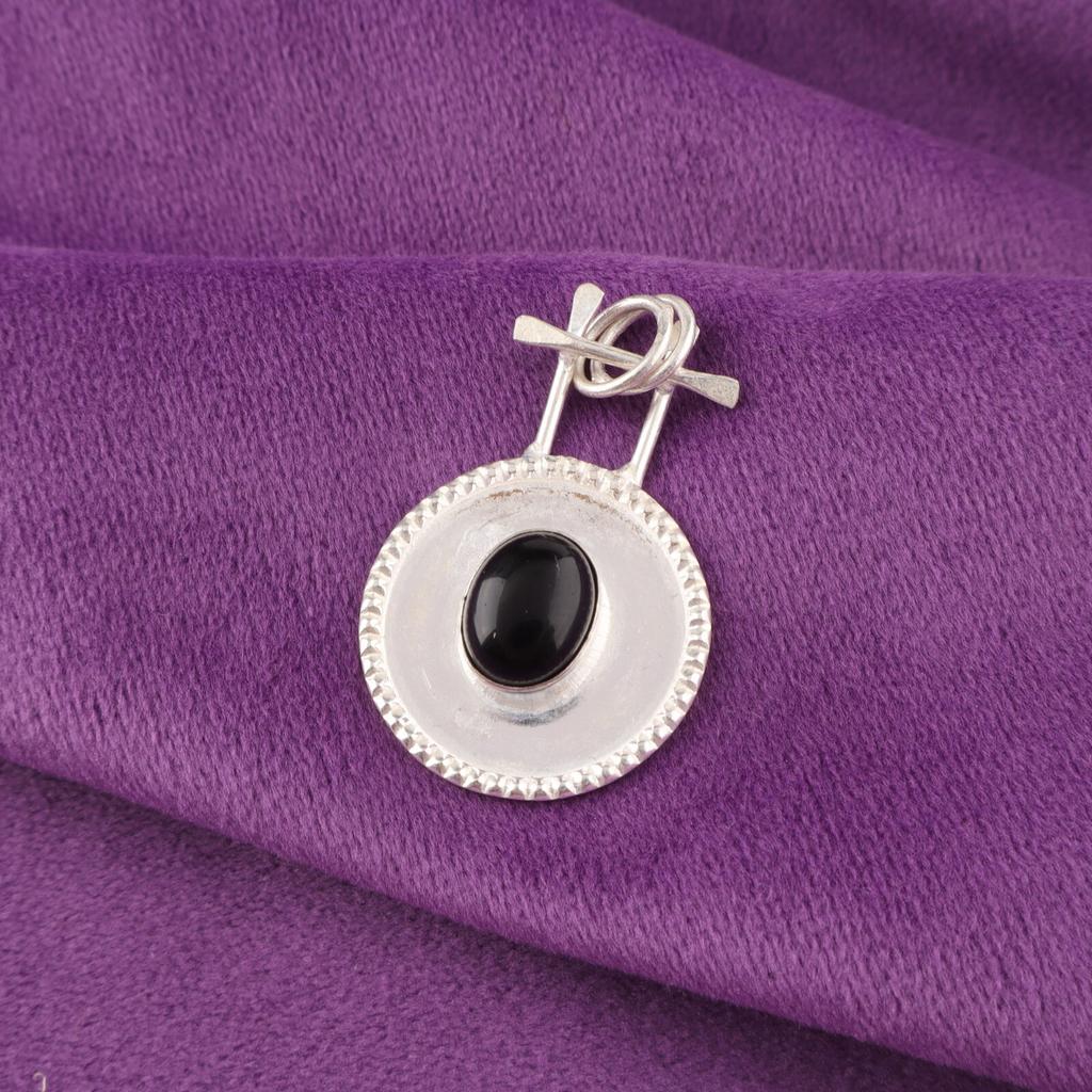Oval Black Tourmaline Gemstone 925 Silver Sisters Day Wife Gift Birthday Pendant PP-57-30