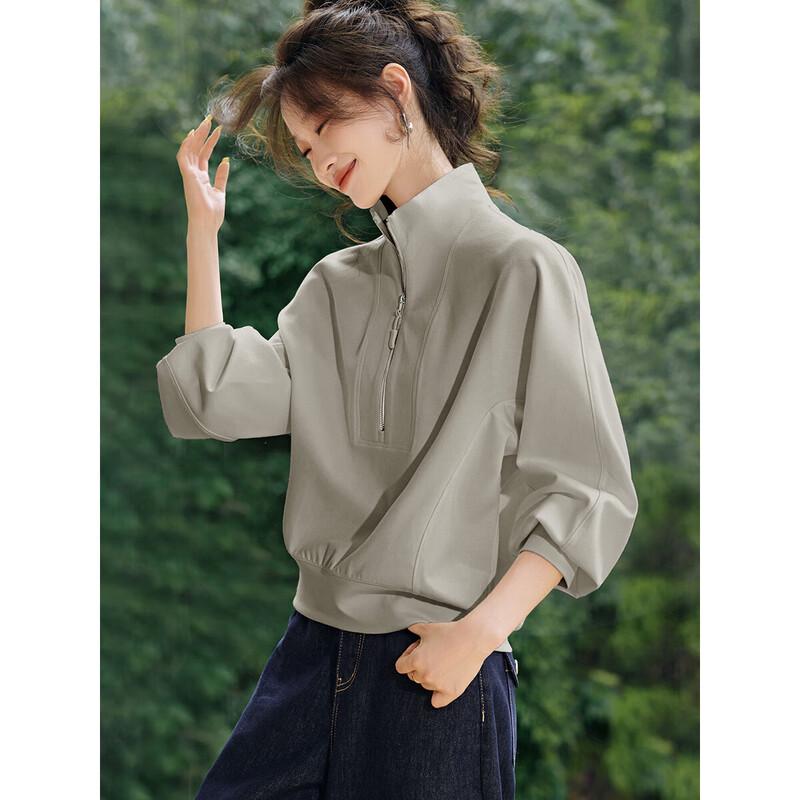 Comfortable Half-Zip Stand Collar Sweatshirt