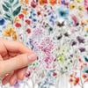 50Pcs Transparent Flower Stickers Vintage Natural Floral Plant Decorative Decals for Scrapbook Supplies Journaling Supplies DIY