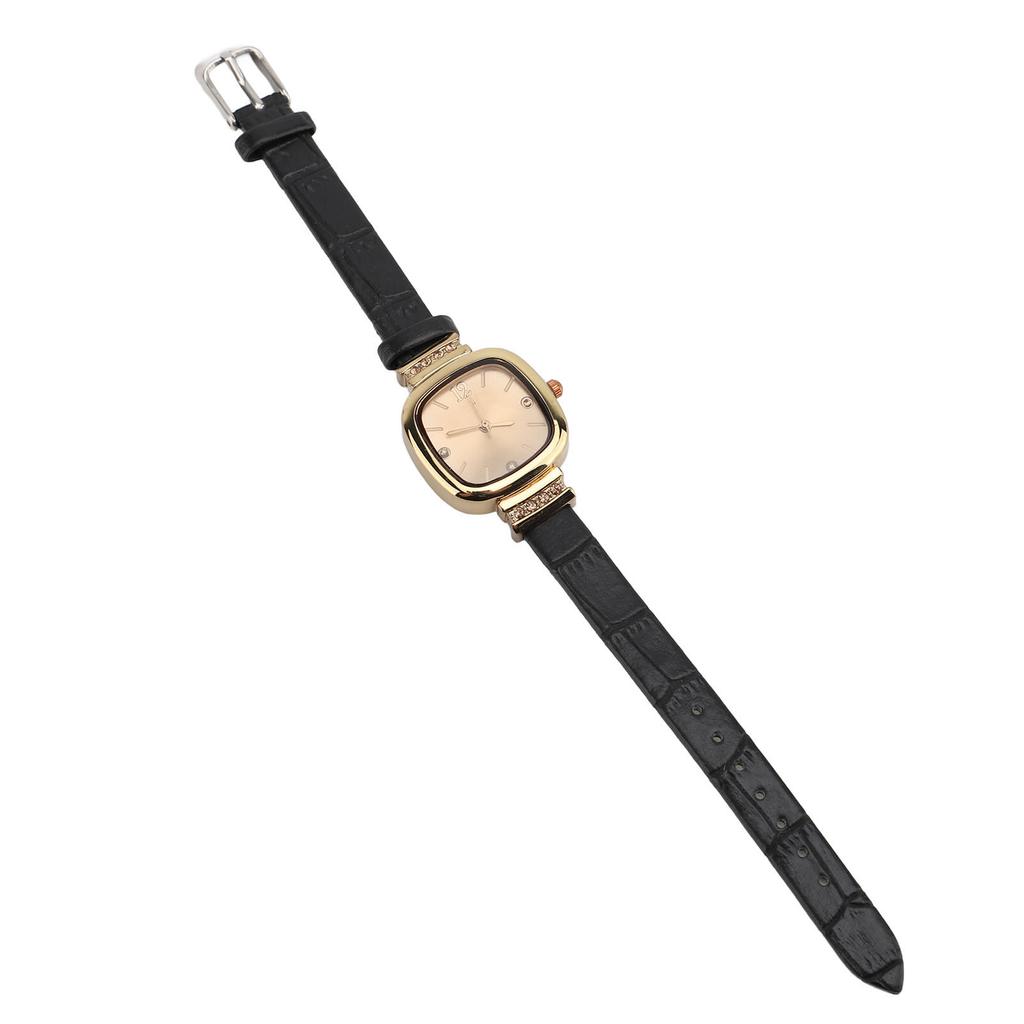 Women Leather Strap Watch Elegant Dainty Classic Vintage Retro Ladies Quartz Watch Gift Present Black