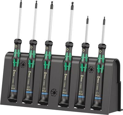 WERA Precision Torx Screwdriver Set with 118156 6-Piece Tamper-Proof Rack,