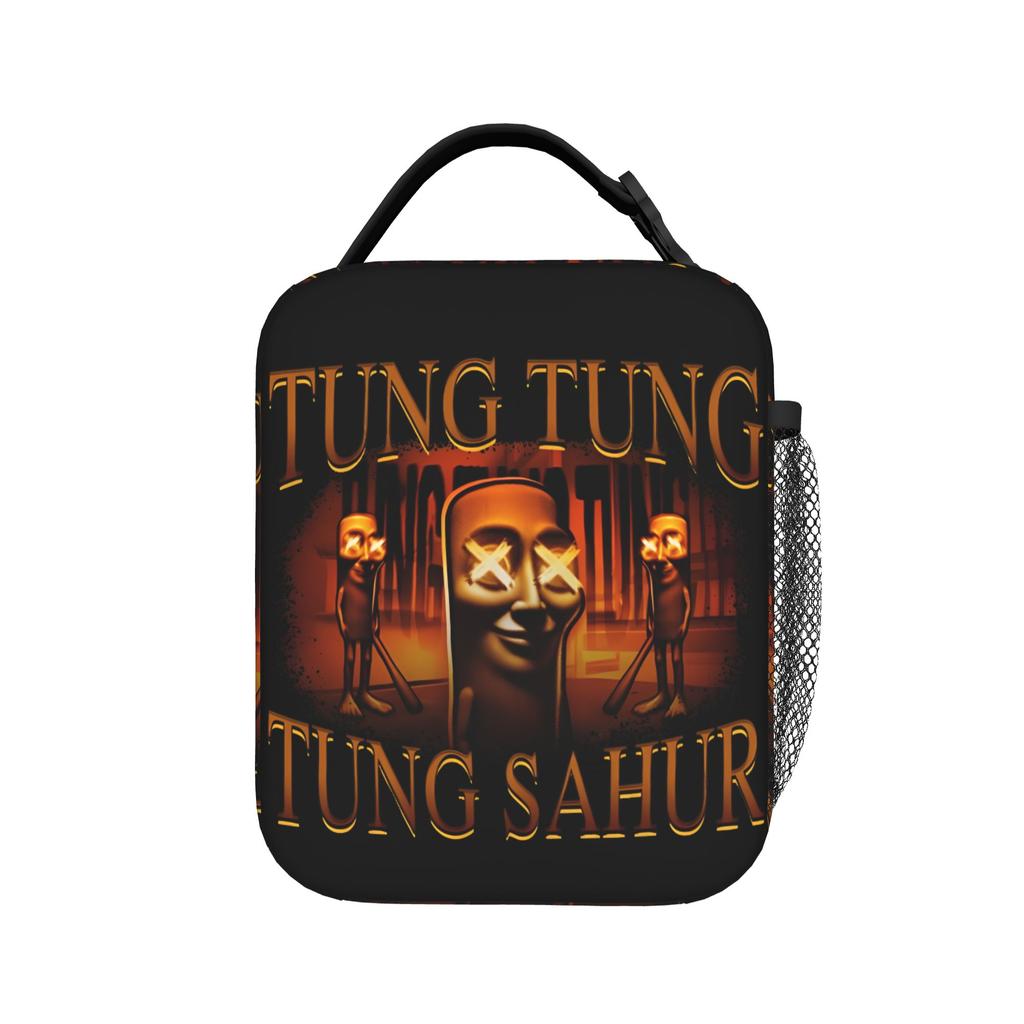 Tung Tung Tung Sahur Insulated Lunch Bags High Capacity Italian Brainrot Meme Meal Container Cooler Bag Tote Lunch Box Work