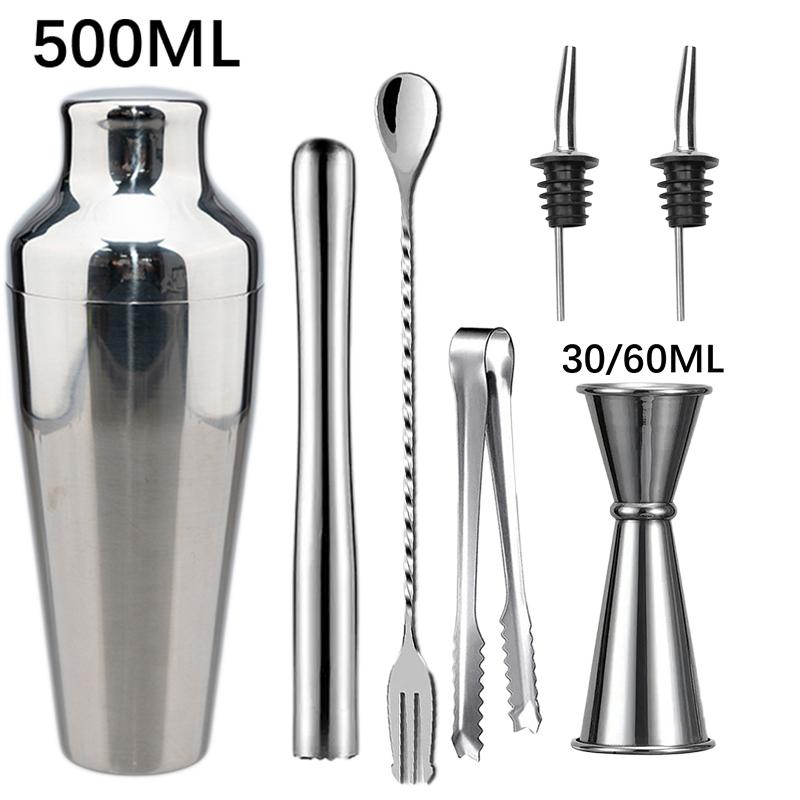 500Ml New Cocktail Shaker Set Stainless Steel Bartender Kit Professional Cocktail Mixer Wine Martini Shaker Party Bar Tools
