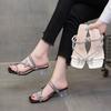 Butterfly Rhinestones Open Toe With Medium Heels Sandals for Women Low Price Comfort Original 2025 Luxury Korea Pvc Woman Shoes