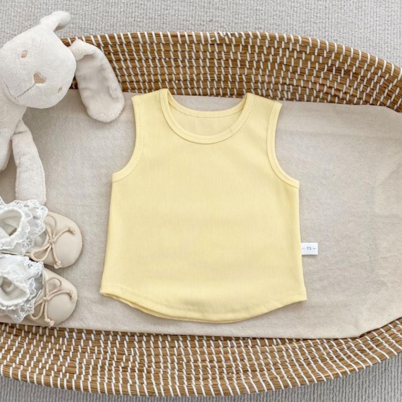 Summer Baby Solid Vest Girls Cute Candy Color Tops Children Cotton Sleeveless T-Shirts Toddler Tee Kids Clothes
