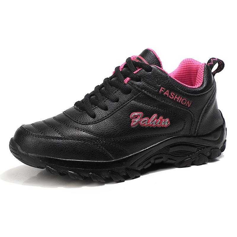 Women's Non-slip Waterproof Walking Shoes - Soft Sole, Leather Surface, Ideal for Spring & Autumn, Perfect for Middle-aged & Elderly.