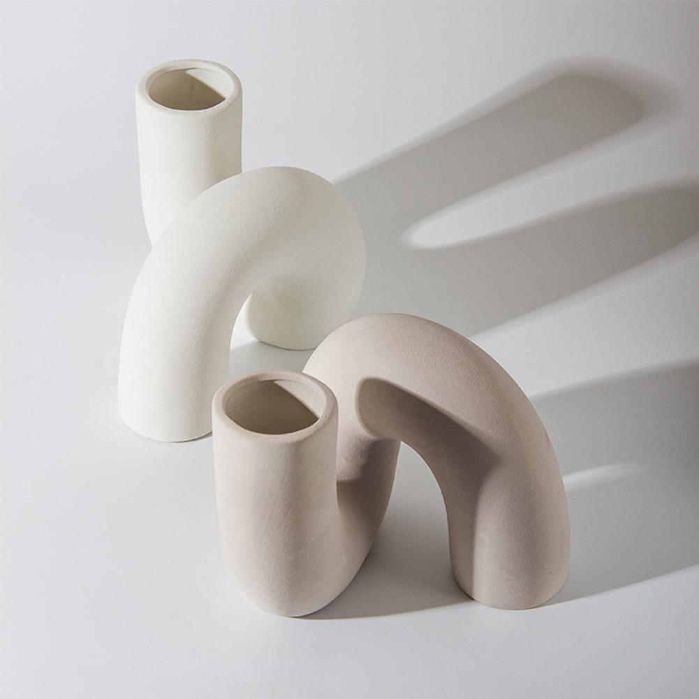Twist Pipe Shaped Modern Vase Boho Nordic Style Pipe-shaped Ceramic Vase Multipurpose for Living Room/Wedding/Office/Decoration