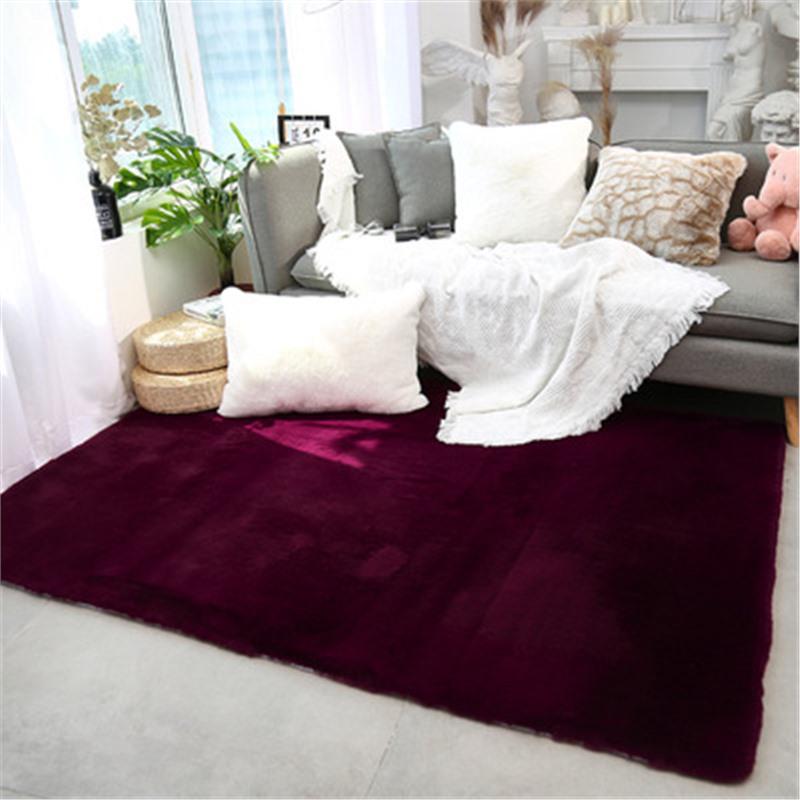 Nordic Faux Rabbit Fur Carpet: Thickened Polyester-Cotton Floor Mat for Living Room, Bedroom, or Hallway