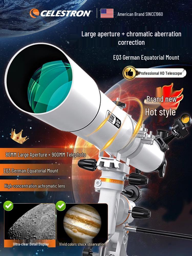 Celestron EQ3 80900-P HD High Magnification Large Aperture Kids' Stargazing Telescope