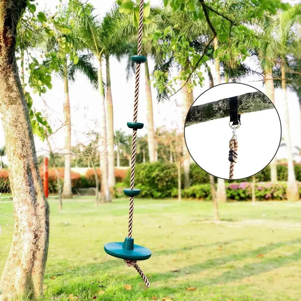 Kids Outdoor Play Equipment | Fitness Swing Set Climbing Rope+Platforms+Disc Seat Garden Toy & Playground Accessories Active Fun