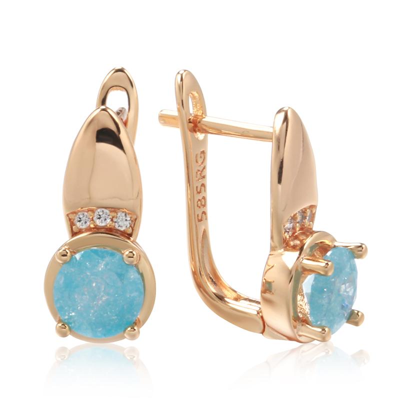 New Emerald Round Cut Zircon Clip Earrings  Rose Gold  With Natural White Zircon Ear Loop Party Fashion Jewelry