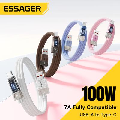 Essager 100W USB A Typ C Kabel Schnellladung 7A Kabel Schnellladung Für Xiaomi Redmi Oneplus Samsumg Digitale Anzeige USB C Kabel