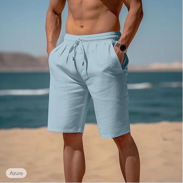 Men Pants Men Swim Trunks Versatile Men's Summer Beach Shorts with Pockets Drawstring Elastic Waist Solid for Daily for Casual