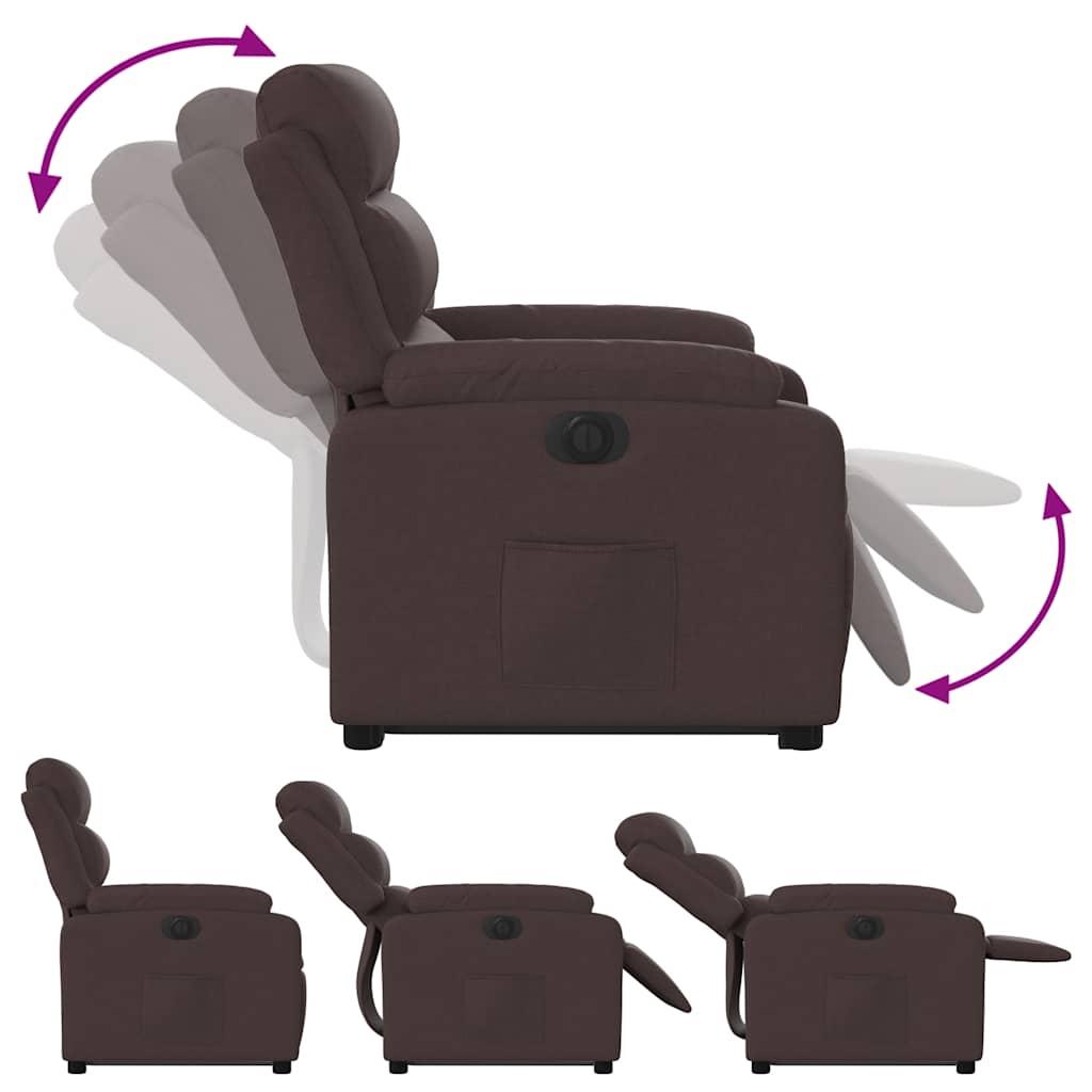 Recliner Chair with Lift Assistance Electric Dark Brown Fabric