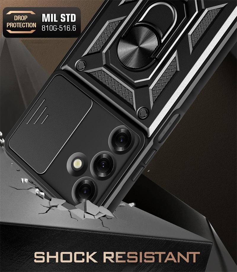 Pouzdro pro Samsung Galaxy M35 6,6" s vysouvacím krytem a krytem pro Samsung Galaxy M35 5G SM-M356B s kroužkem a stojánkem