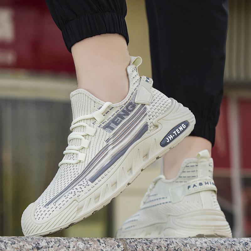Buty męskie letnie oddychające cienkie buty z siateczki fly-woven męskie modne casualowe do biegania siateczkowe modne buty