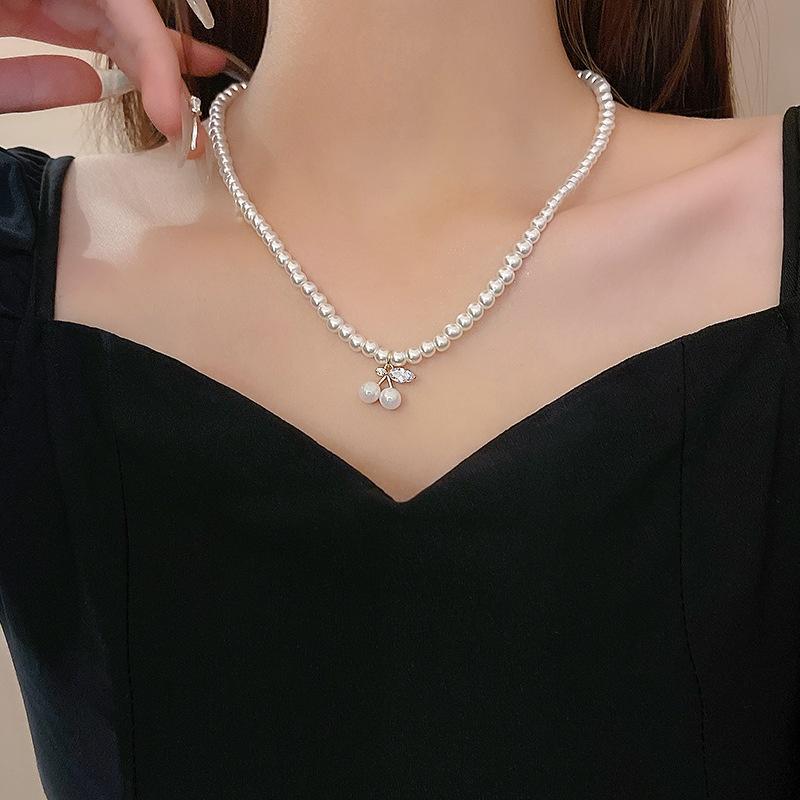 Elegant  Bead Chain Necklace Bowknot Heart Butterfly Zircon Choker for Women Fashion Accessories Jewelry
