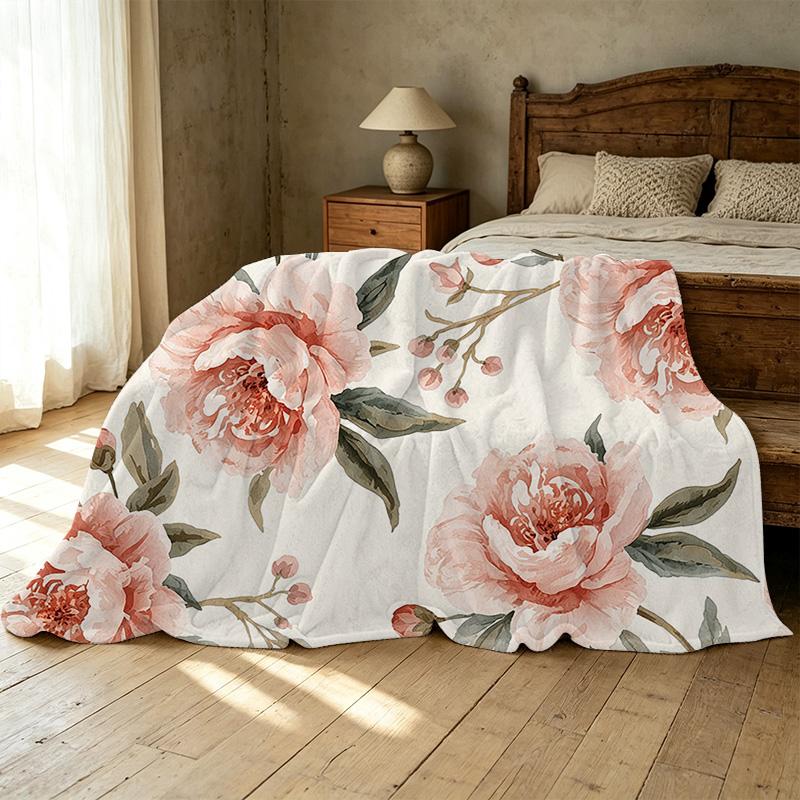Soft Fleece Blanket,Breathable Skin-Friendly Cozy Throw, Delicate Floral Design, Warm All Season for Home, Office, Christmas & Halloween