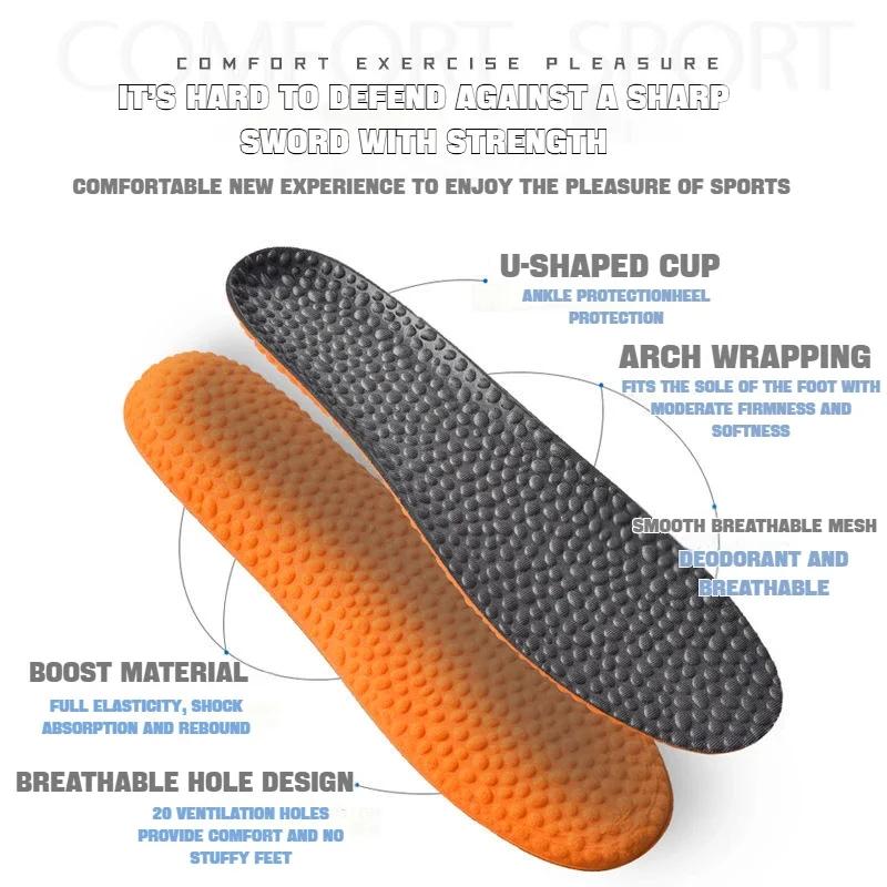 Memory Foam Popcorn Sneaker Insoles Providing Excellent Shock Absorption for Feet Relief Sport Insole Leather Casual Shoe Insole