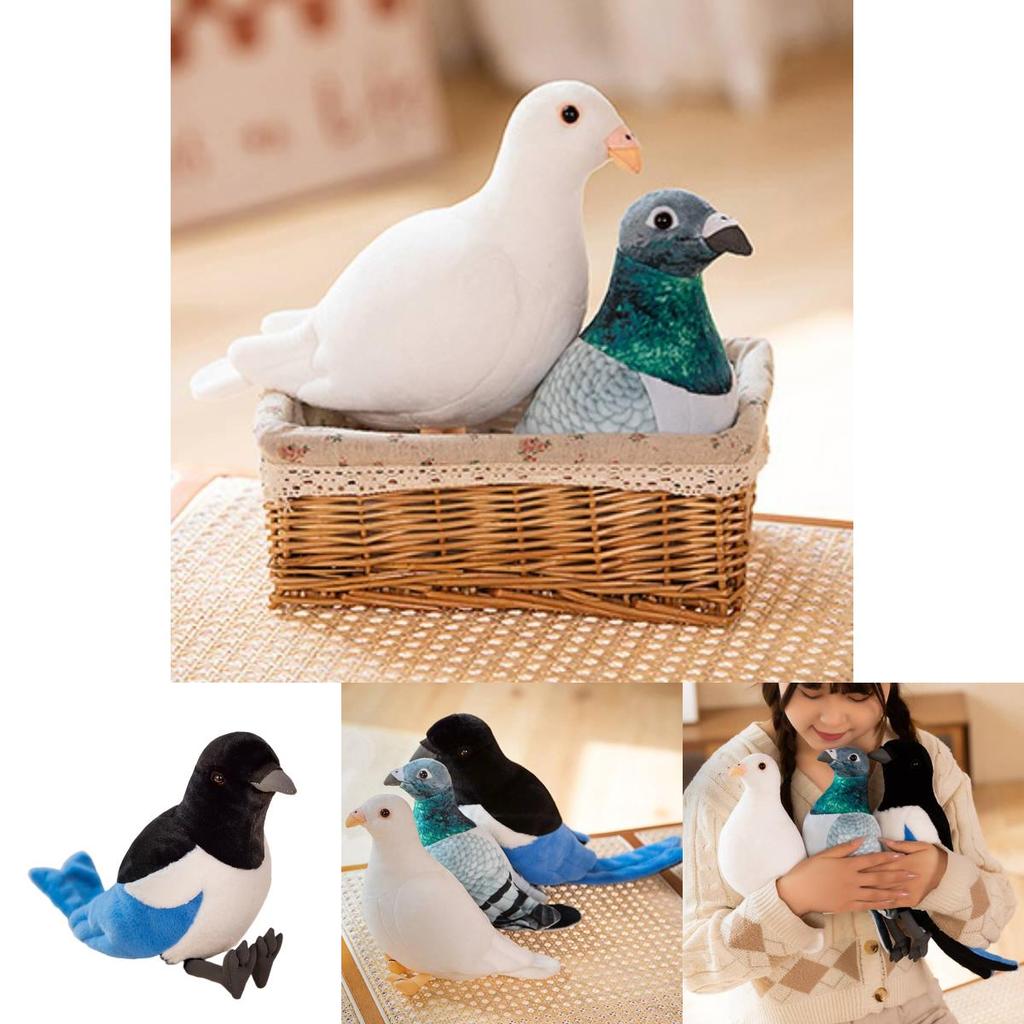 Realistic Plush Pigeon Toy With Soft Pp Cotton Filling, Perfect For Decor And Gifts, Available In White And Green