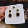 Korean Style Trendy Black Zircon Disc Earrings In 925 Silver for Women