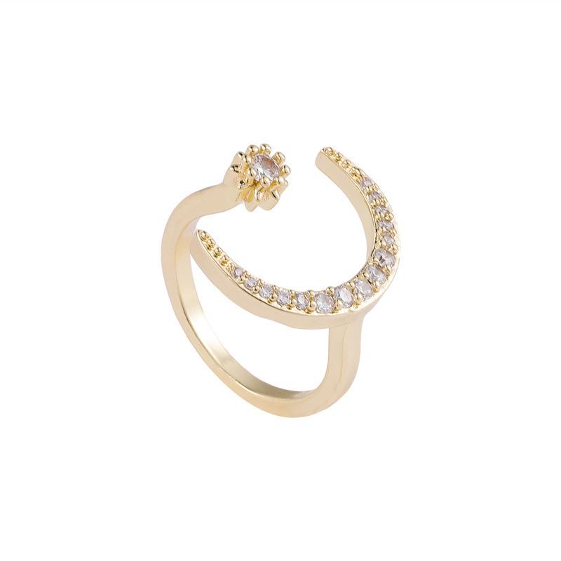 Women's Trendy Water Drop Petal Ring: Gold-Plated with Copper Inlaid Cubic Zirconia, Korean Style for Index Finger