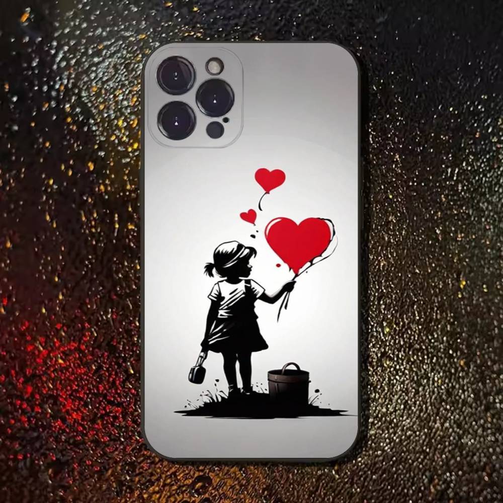 Street Art Banksy Graffiti Handyhülle Für iPhone 17,16,15,14,13,12,11 Plus,Pro Max,XS,X,XR,SE,Mini,8,7,Weiche Silikon Schwarze Hülle