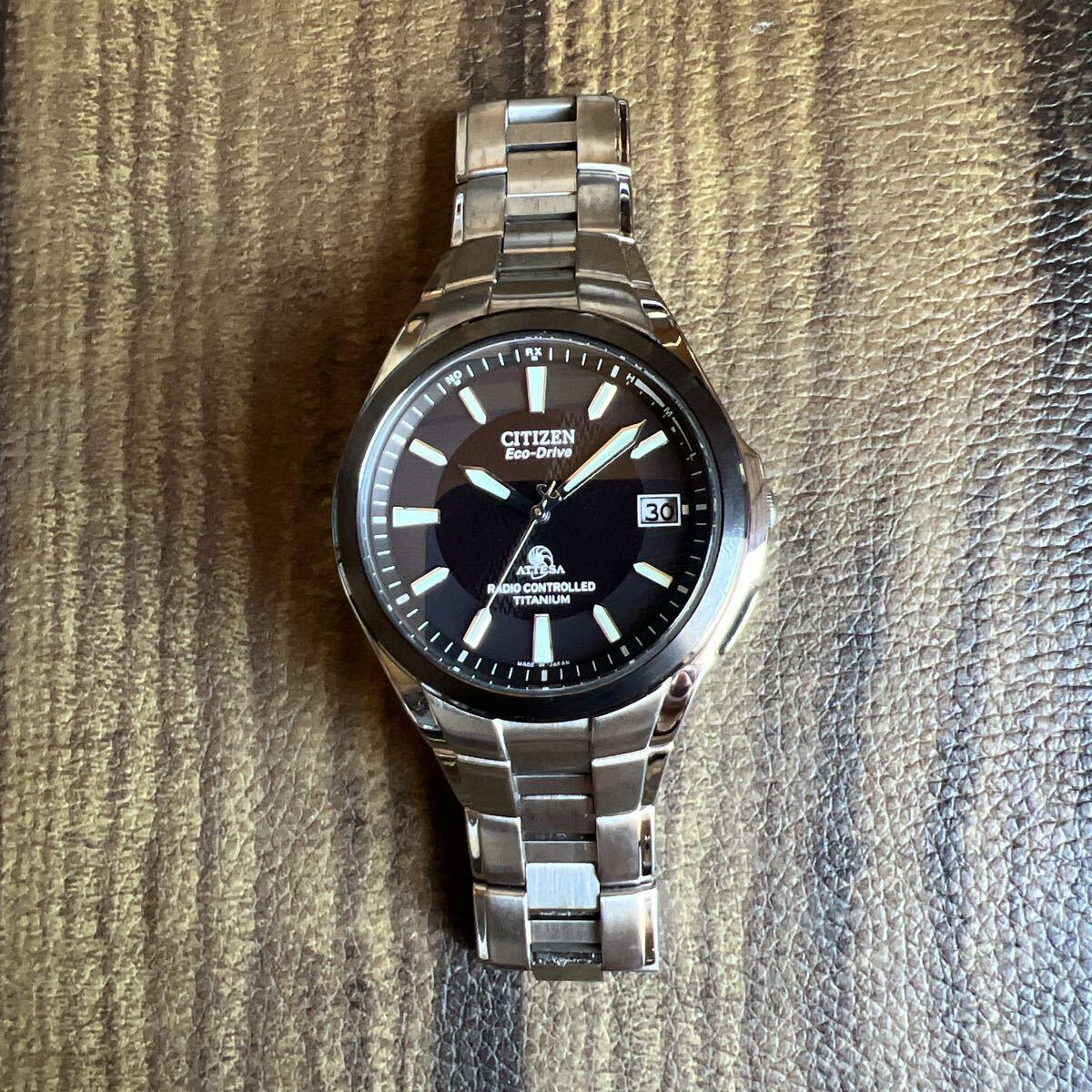 Used CITIZEN Citizen ATESSA Eco Drive Radio Solar Operating Item ATD53-2617 Men s Watch