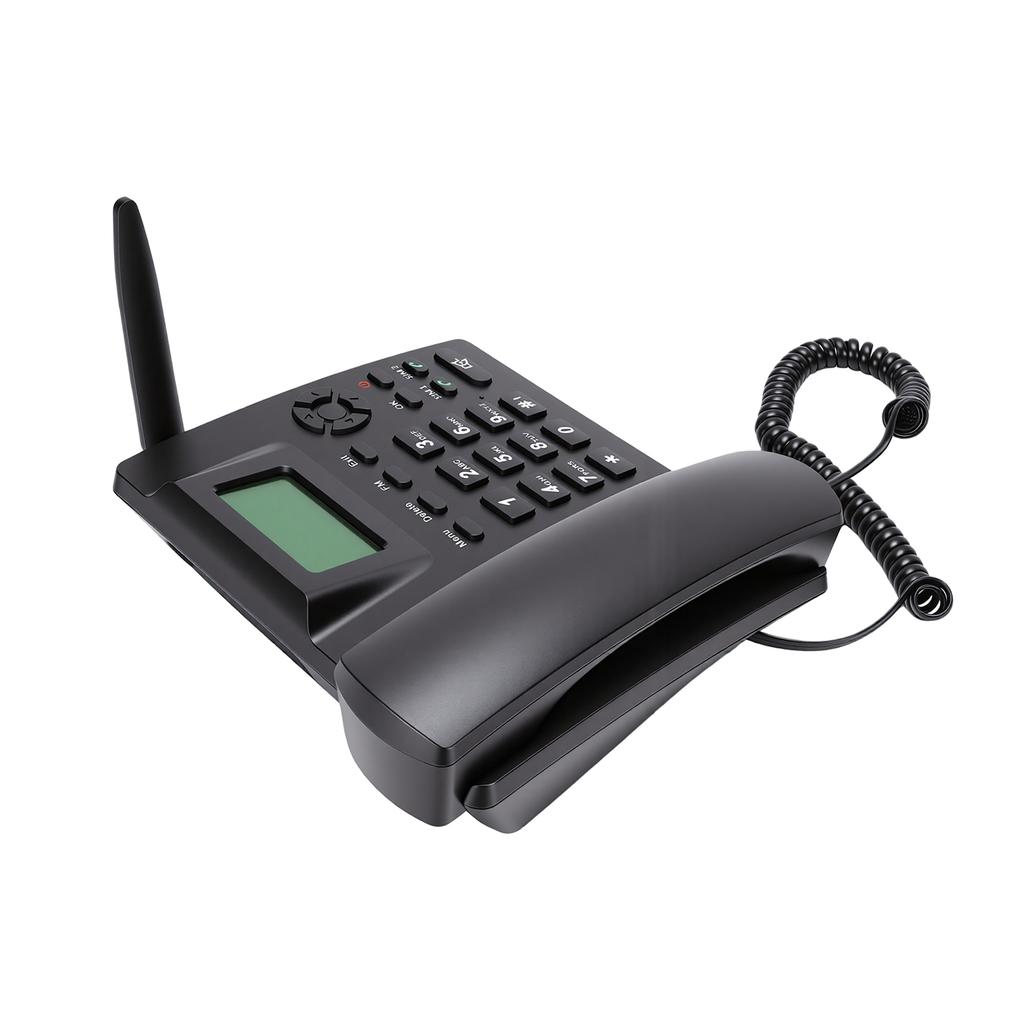 2G GSM Cordless Phone Dual SIM Desktop Landline Phone with 2.4 Inch Display Radio Alarm Clock Function for Home Hotel